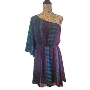 Angie one shoulder tie dye print mini dress. Size M